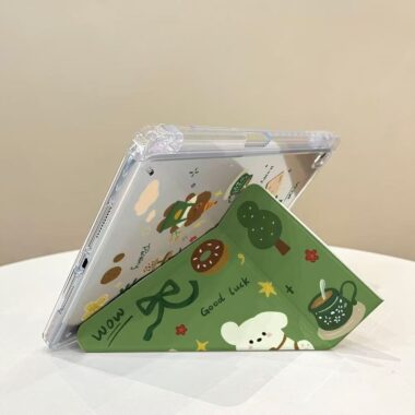 Green puppy Y-stand folding iPad protective case