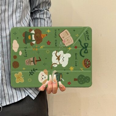 Green puppy Y-stand folding iPad protective case