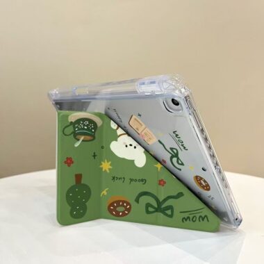 Green puppy Y-stand folding iPad protective case