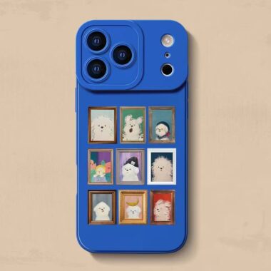 Cute grid photo frame dog full cover silicone shockproof iPhone 17 case