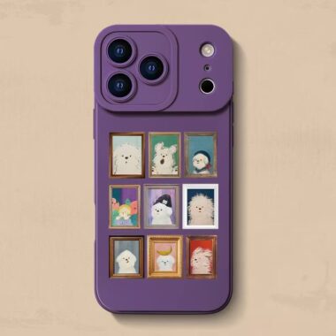 Cute grid photo frame dog full cover silicone shockproof iPhone 17 case