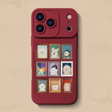 Cute grid photo frame dog full cover silicone shockproof iPhone 17 case