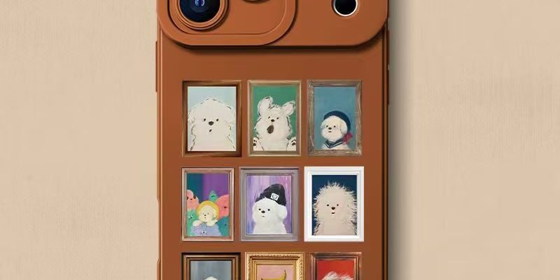 Cute grid photo frame dog full cover silicone shockproof iPhone 17 case