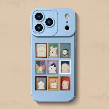 Cute grid photo frame dog full cover silicone shockproof iPhone 17 case