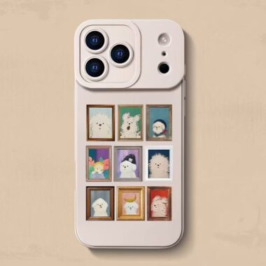 Cute grid photo frame dog full cover silicone shockproof iPhone 17 case