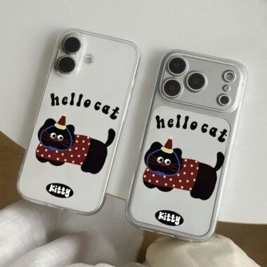 Cute cartoon kitten clear soft full cover iPhone 17 case