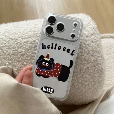 Cute cartoon kitten clear soft full cover iPhone 17 case