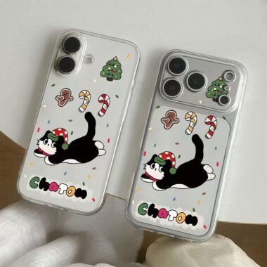 Cute cartoon kitten clear soft full cover iPhone 17 case