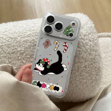 Cute cartoon kitten clear soft full cover iPhone 17 case