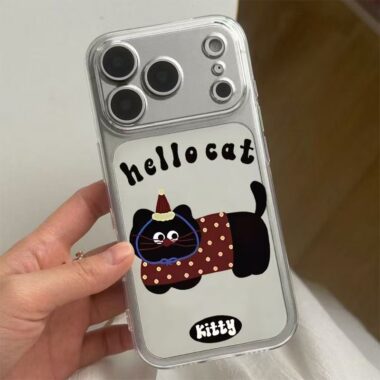 Cute cartoon kitten clear soft full cover iPhone 17 case
