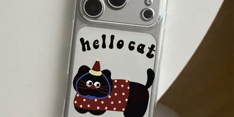 Cute cartoon kitten clear soft full cover iPhone 17 case