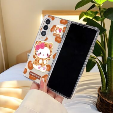 Leopard Hello Kitty hard shockproof Samsung Fold case