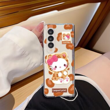 Leopard Hello Kitty hard shockproof Samsung Fold case
