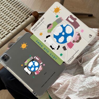 Cartoon painted kids and pets Y-fold tri-fold shockproof iPad case