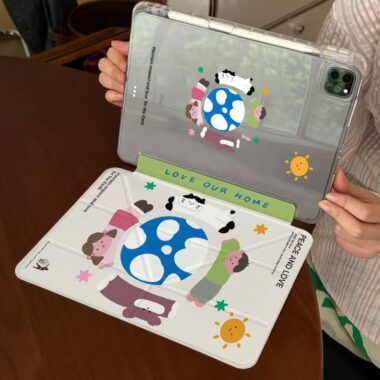 Cartoon painted kids and pets Y-fold tri-fold shockproof iPad case