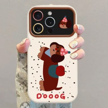 Cute cartoon puppy full cover iPhone 17 protective case