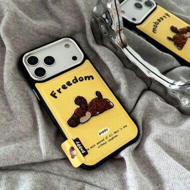 Cute cartoon puppy leather shockproof iPhone 17 case