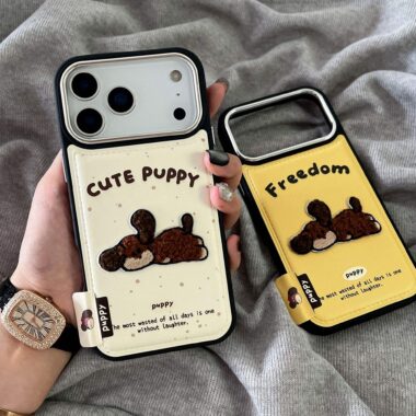 Cute cartoon puppy leather shockproof iPhone 17 case