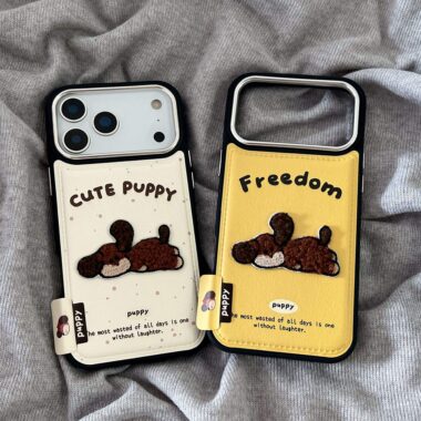 Cute cartoon puppy leather shockproof iPhone 17 case