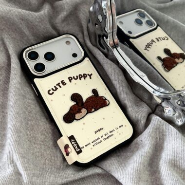 Cute cartoon puppy leather shockproof iPhone 17 case