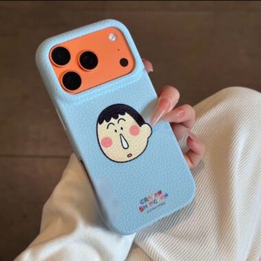 Crayon Shin-chan leather texture full cover shockproof iPhone 16 17 case