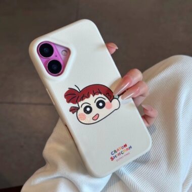 Crayon Shin-chan leather texture full cover shockproof iPhone 16 17 case