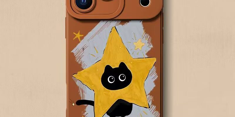 Cute star black cat full cover silicone shockproof iPhone 17 case