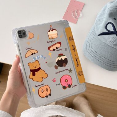Cartoon teddy bear Y-fold tri-fold shockproof iPad case