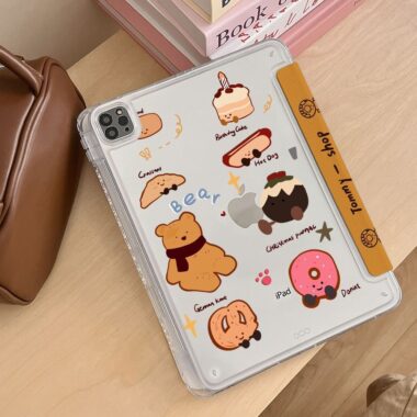 Cartoon teddy bear Y-fold tri-fold shockproof iPad case
