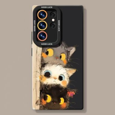 Cute cat full cover shockproof silicone Samsung S24 Ultra case