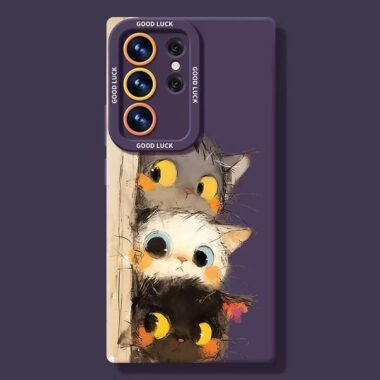 Cute cat full cover shockproof silicone Samsung S24 Ultra case