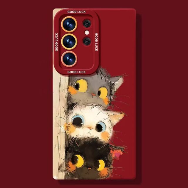 Cute cat full cover shockproof silicone Samsung S24 Ultra case