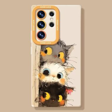 Cute cat full cover shockproof silicone Samsung S24 Ultra case
