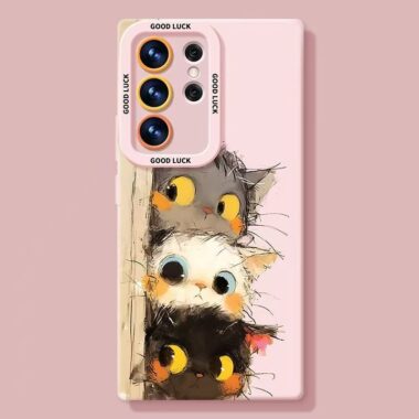 Cute cat full cover shockproof silicone Samsung S24 Ultra case