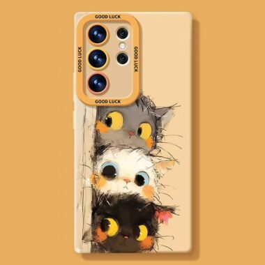 Cute cat full cover shockproof silicone Samsung S24 Ultra case