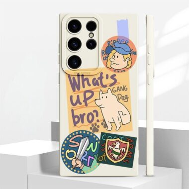 Cute puppy label full cover shockproof silicone Samsung S24 Ultra case