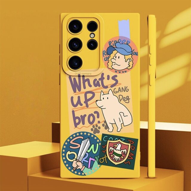 Cute puppy label full cover shockproof silicone Samsung S24 Ultra case