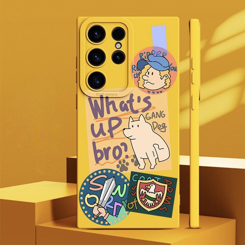Cute puppy label full cover shockproof silicone Samsung S24 Ultra case