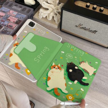 Cartoon casual cat 360 rotating shockproof iPad case