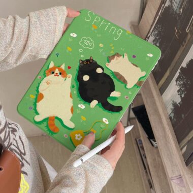 Cartoon casual cat 360 rotating shockproof iPad case