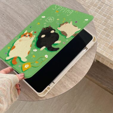 Cartoon casual cat 360 rotating shockproof iPad case