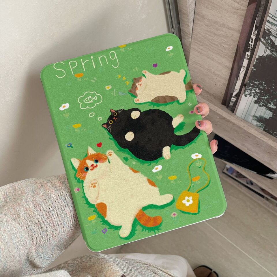 Cartoon casual cat 360 rotating shockproof iPad case
