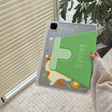 Cartoon casual cat 360 rotating shockproof iPad case