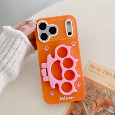 Cute silicone cat paw cartoon iPhone 17 case