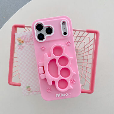Cute silicone cat paw cartoon iPhone 17 case
