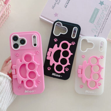 Cute silicone cat paw cartoon iPhone 17 case