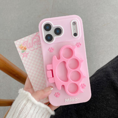 Cute silicone cat paw cartoon iPhone 17 case