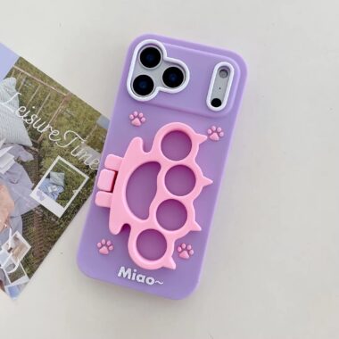 Cute silicone cat paw cartoon iPhone 17 case