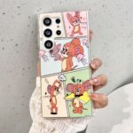 Cute cat and mouse clear shockproof Samsung S22 S23 S24 S25 Ultra case