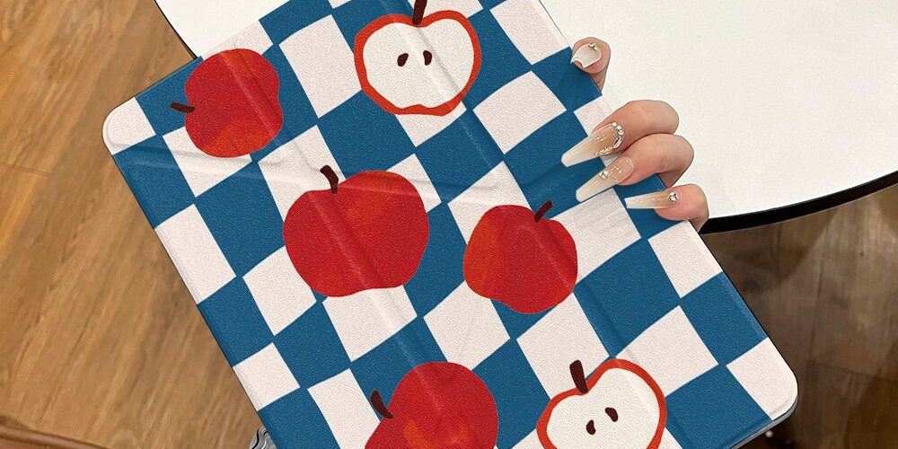 Checkerboard apple illustration protective iPad case